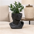 Benjara Kylz Decor Head Garden Planter- 23 Inch- Wide Open Top- Black Resin