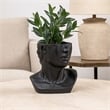 Benjara Kylz Decor Head Garden Planter- 23 Inch- Wide Open Top- Black Resin