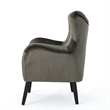 Benjara Zorro Armchair- Black Angled Wood Legs- Gray Button Tufted Velvet