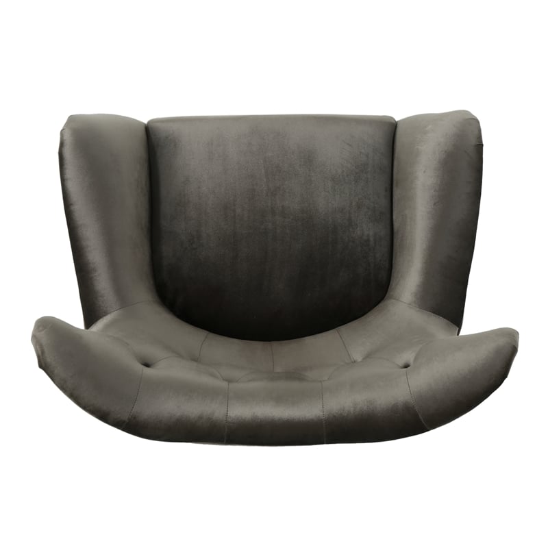 Benjara Zorro Armchair- Black Angled Wood Legs- Gray Button Tufted Velvet