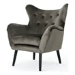 Benjara Zorro Armchair- Black Angled Wood Legs- Gray Button Tufted Velvet