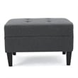 Benjara Sabby Ottoman with Tapered Birch Wood Legs- Dark Gray Fabric 29 Inch