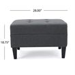 Benjara Sabby Ottoman with Tapered Birch Wood Legs- Dark Gray Fabric 29 Inch
