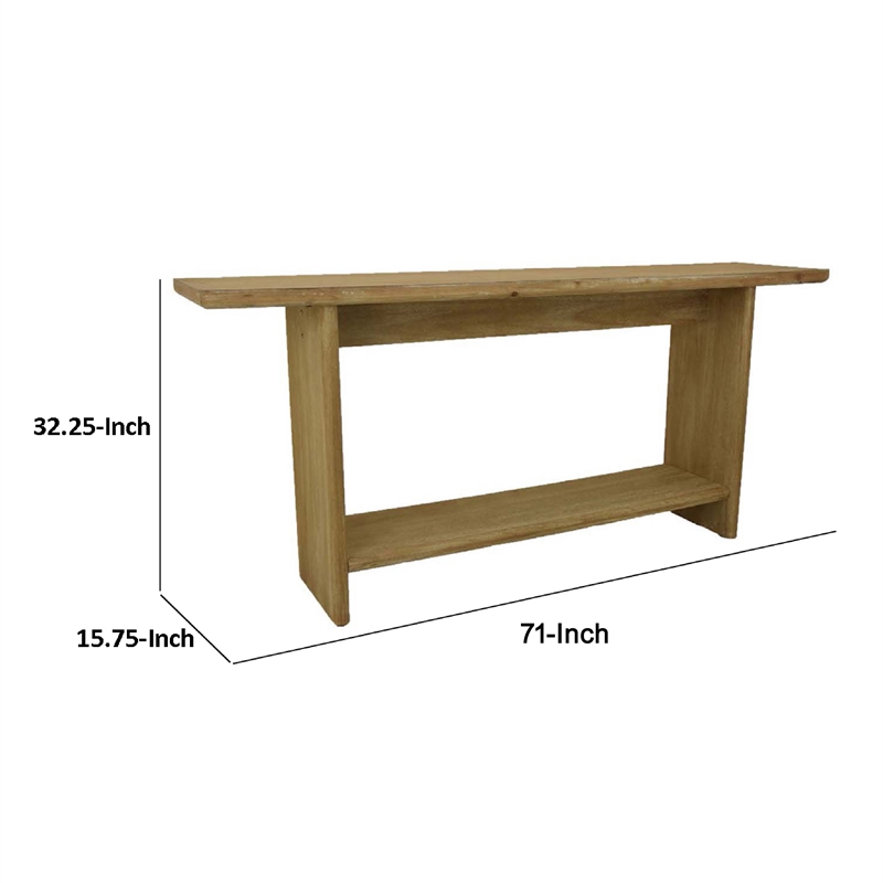 Benjara Console Table- Long Rectangular Top- 1 Shelf- 71