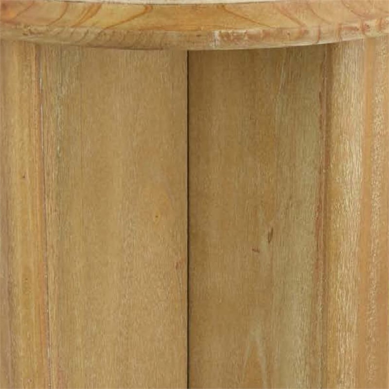 Benjara Round Side End Table- X Shaped Paneled Legs- 24