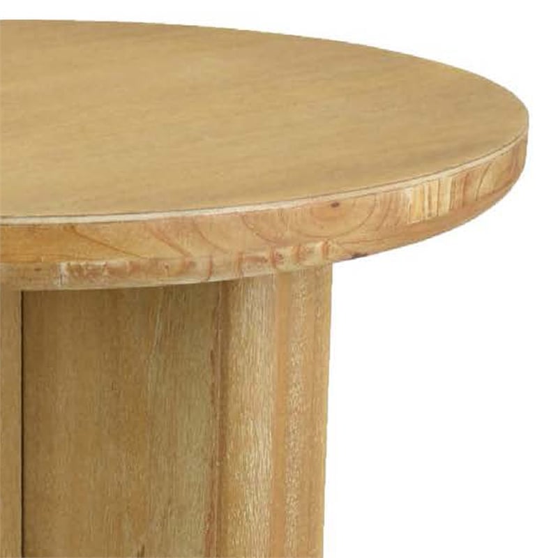 Benjara Round Side End Table- X Shaped Paneled Legs- 24