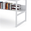 Benjara Hivy Computer Desk with Bookshelf Hutch- Metal Legs- White Wood