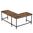 Benjara Reversible Corner L Computer Desk- Wood Grain Top- 67
