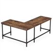 Benjara Reversible Corner L Computer Desk- Wood Grain Top- 67
