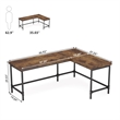 Benjara Reversible Corner L Computer Desk- Wood Grain Top- 67