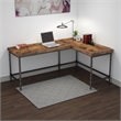 Benjara Reversible Corner L Computer Desk- Wood Grain Top- 67