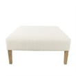 Benjara Dan Square Coffee Table Ottoman- Brown Wood- Cream Polyester 36 Inch