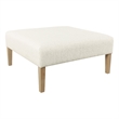 Benjara Dan Square Coffee Table Ottoman- Brown Wood- Cream Polyester 36 Inch