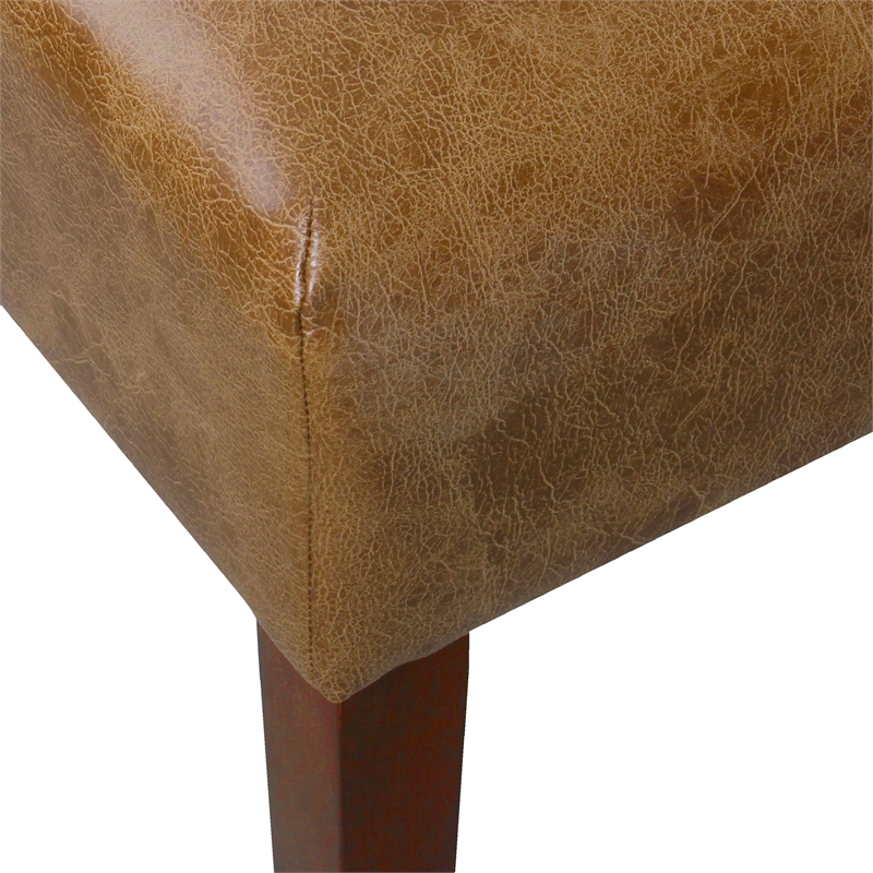 Benjara Dan Square Coffee Table Ottoman- Hardwood- Brown Faux Leather 36 Inch