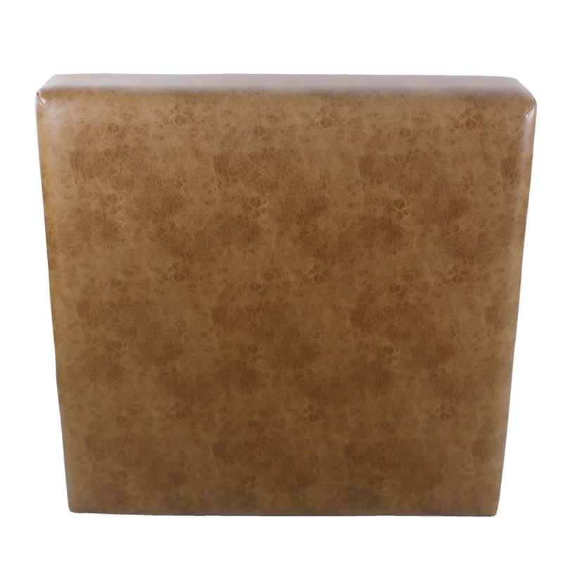 Benjara Dan Square Coffee Table Ottoman- Hardwood- Brown Faux Leather 36 Inch