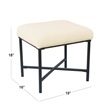 Benjara Zac Square Ottoman Footstool- Black- Cream Faux Sheepskin 19 Inch
