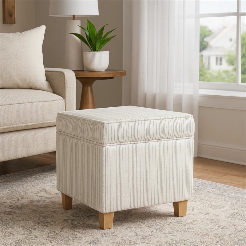 Benjara Pyp Square Storage Ottoman- 18