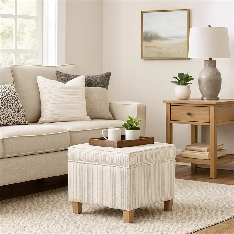 Benjara Pyp Square Storage Ottoman- 18