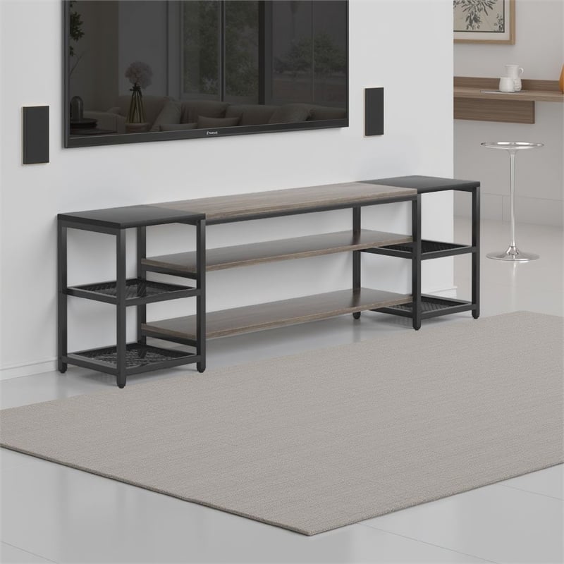 Benjara TV Media Entertainment Stand- Mesh Shelves- 79
