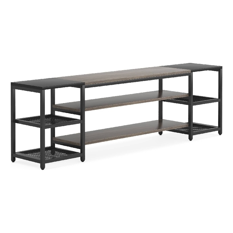 Benjara TV Media Entertainment Stand- Mesh Shelves- 79