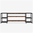 Benjara TV Media Entertainment Stand- 3 Tier- Industrial Brown Black 79 Inch