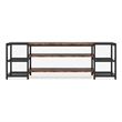Benjara TV Media Entertainment Stand- 3 Tier- Industrial Brown Black 79 Inch
