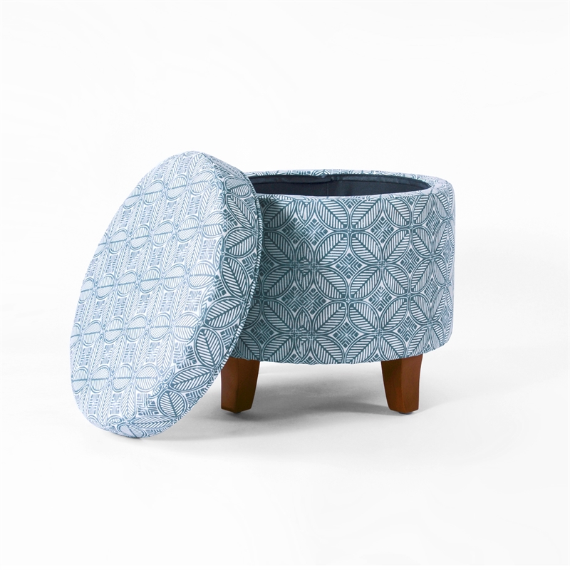 Benjara Loni Round Storage Ottoman- 19