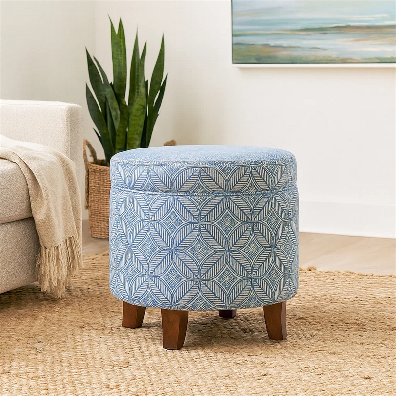 Benjara Loni Round Storage Ottoman- 19