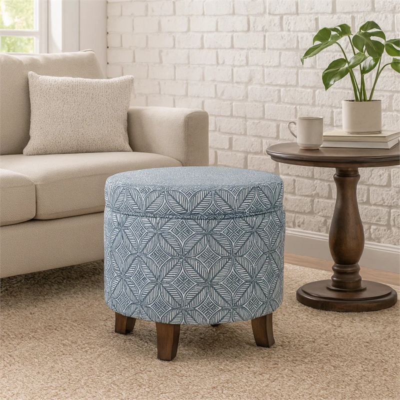 Benjara Loni Round Storage Ottoman- 19