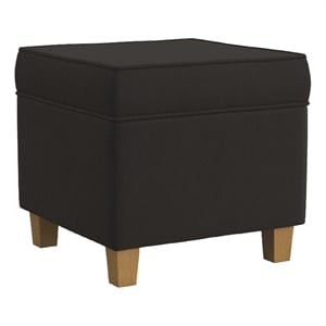 Benjara Pyp Square Storage Ottoman- 18&quot Chocolate Brown Velvet- Honey Wood
