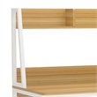Benjara Modern Computer Desk with Hutch Bookshelf- White Brown Workstation