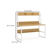 Benjara Modern Computer Desk with Hutch Bookshelf- White Brown Workstation
