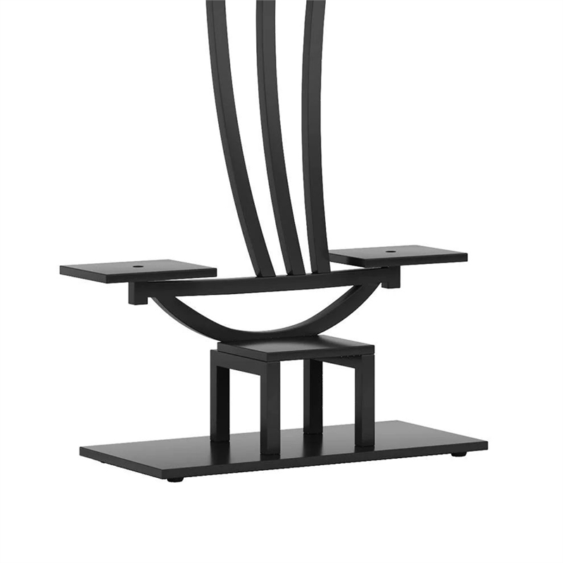 Benjara 6 Tier Plant Stand Set of 2 w Hooks- Curved Display Shelf- Black