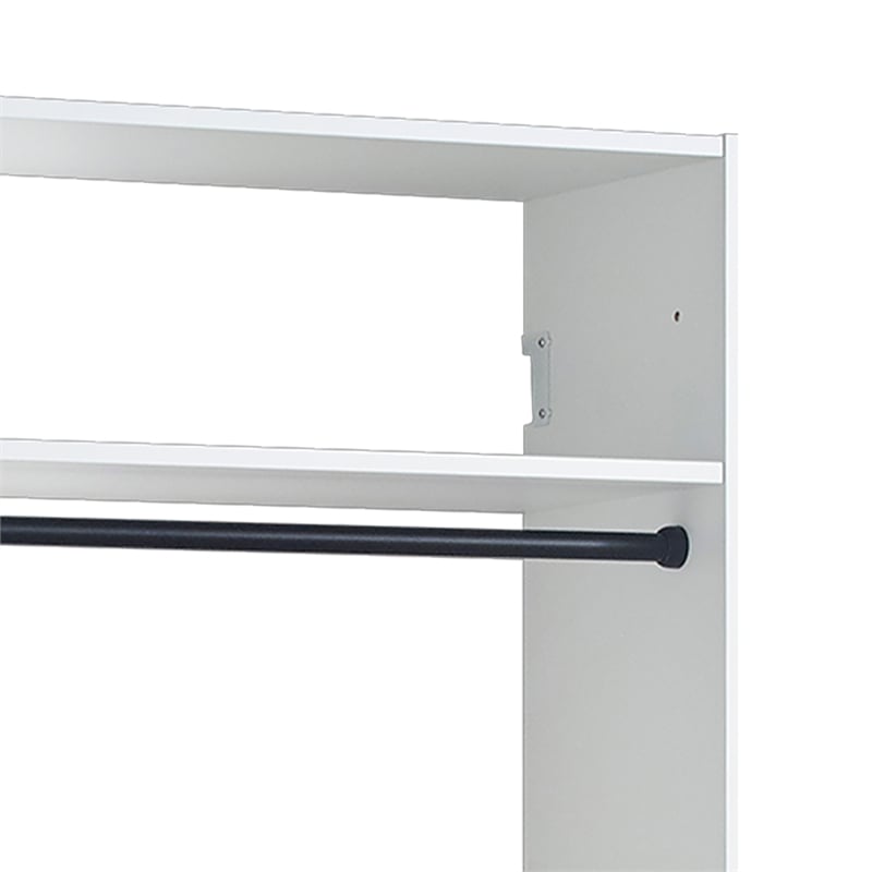 Benjara Vedz Wall Mount Walk in Closet- 1 Shelf w Hanging Rod- White Melamine