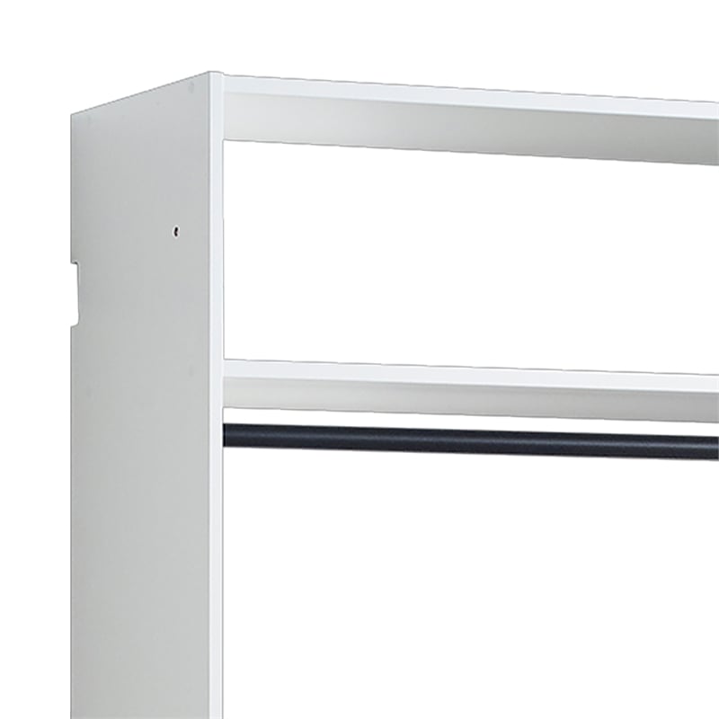Benjara Vedz Wall Mount Walk in Closet- 1 Shelf w Hanging Rod- White Melamine