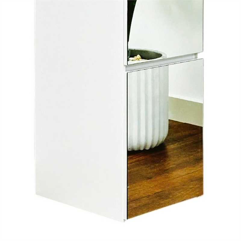 Benjara Ely Slim Closet Cabinet w Mirror- 1 Drawer- 71 Inch- White Melamine