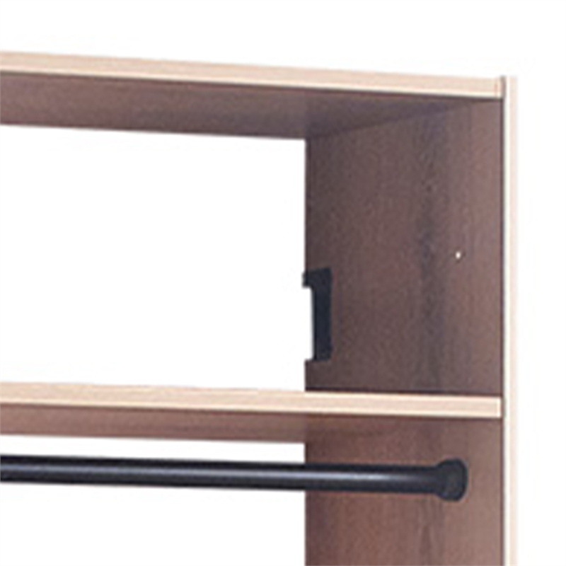 Benjara Vedz Wall Mount Walk in Closet- 1 Shelf w Hanging Rod- Oak Brown Wood