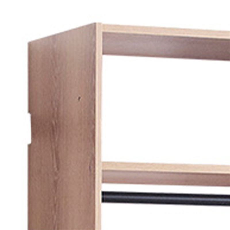 Benjara Vedz Wall Mount Walk in Closet- 1 Shelf w Hanging Rod- Oak Brown Wood