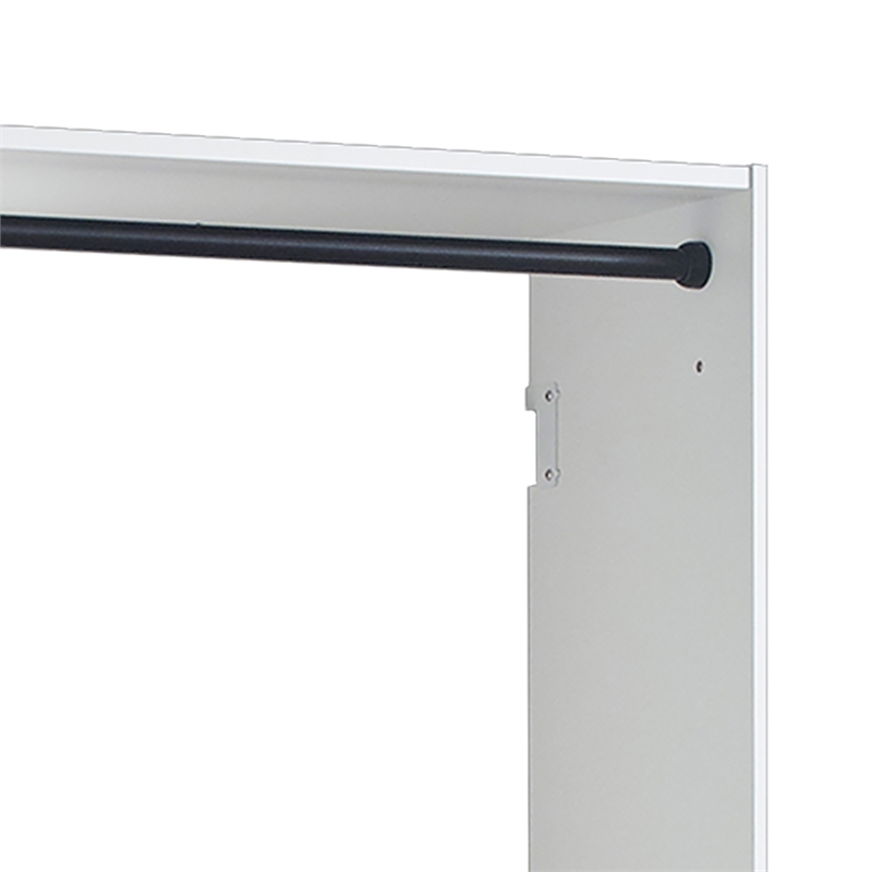 Benjara Vedz Wall Mounted Walk in Closet- 2 Hanging Rods- White Melamine