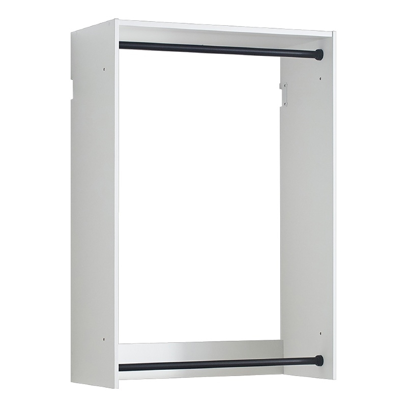 Benjara Vedz Wall Mounted Walk in Closet- 2 Hanging Rods- White Melamine