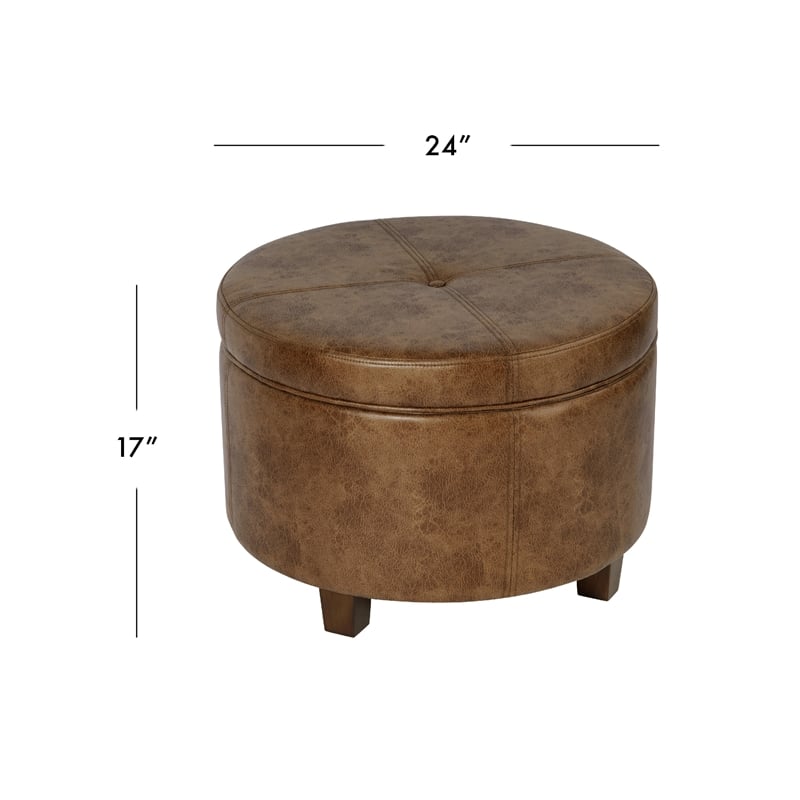 Benjara Soni Round Storage Ottoman- 24