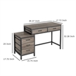 Benjara Computer Study Desk- 5 Gray Reversible Drawers- 39