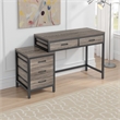 Benjara Computer Study Desk- 5 Gray Reversible Drawers- 39