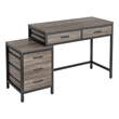 Benjara Computer Study Desk- 5 Gray Reversible Drawers- 39