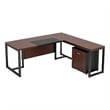 Benjara L Shaped Executive Desk w Mobile File Cabinet- 71
