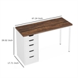 Benjara Computer Desk w 5 Drawers and White Metal Legs- 47