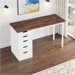 Benjara Computer Desk w 5 Drawers and White Metal Legs- 47