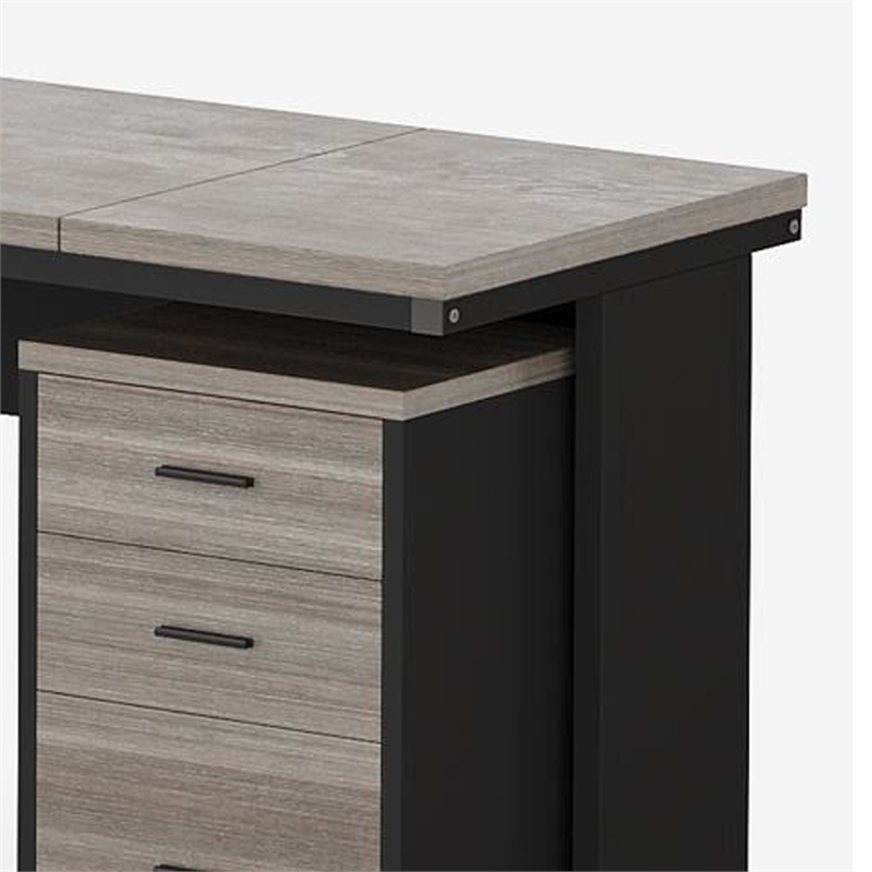Benjara Executive Desk w File Cabinet and Reversible L Setup- 83