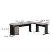 Benjara Executive Desk w File Cabinet and Reversible L Setup- 83