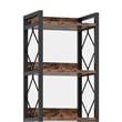 Benjara Corner Bookcase- 7 Tier Rustic Brown Wood Shelves- 79